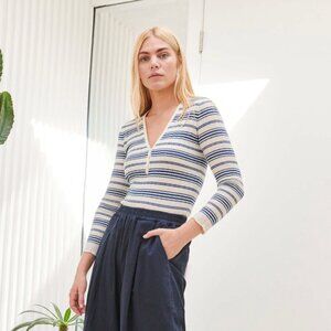 NWOT Sundry Stripe Henley Cashmere Blend Sweater / 2 / Medium